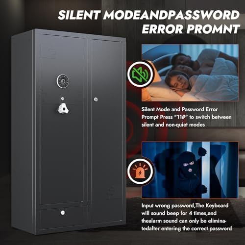 KAER 18-20 Gun Safe Gun Cabinet Large Gun Safes for Rifles and Pistols Rifle Safe for Home High Capacity Electronic Gun Cabinets for Rifles and Shotguns with Drawer,Removable Shelf - Image 5