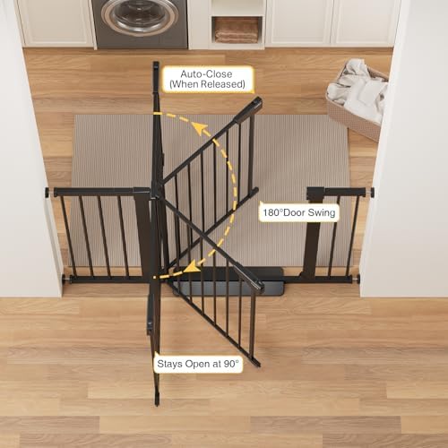 Cumbor 2-Pack 30-48 in Baby Gate for Stairs, Auto Close Dog Gate, Black - Image 5