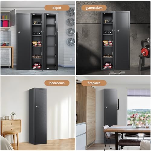 KAER Gun Safe, 59-Inch Tall Gun Cabinet, Home Safe, Large Safe for Home Use, Quick Access, with Drawers and Removable Shelves - Image 4