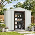 8X4 FT Outdoor Metal Storage with Lockable Sliding Doors by Unknown