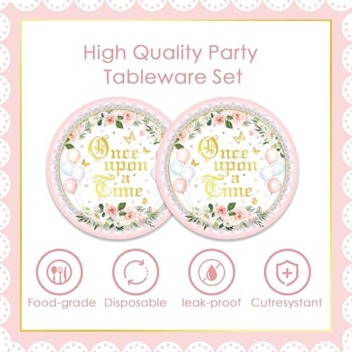 40pcs Princess Castle Party Supplies,Pink Castle Party Decoration Supplies,Used for Princess Party Decoration,Include 20 dinner plates, 20 Napkin (pale pink) - Image 3