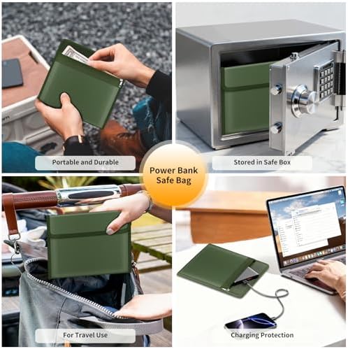 DocSafe Fireproof Document Bag (5200℉) with Fireproof Organizer Travel Case,Heat Insulated Fire＆Water Resistant 8 Layers Safe Money Bag Storage for Important Documents,Cash,Power Bank,Valuables,Green - Image 6