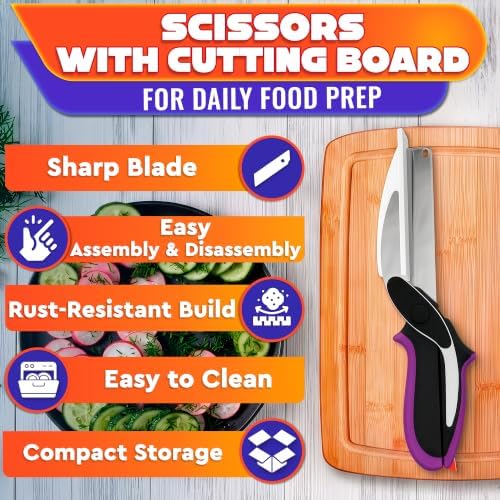 2 in 1 Kitchen Scissors for Food with Cutting Board, Safety Lock - Image 6