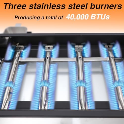 Propane Gas Griddle 4-Burner, Flat Top Grill Griddle, Outdoor Gas Stove with Foldable Side Tables, Wheels - 40,000 BTUs Output, 291 sq.in Cooking Area, for Patio Barbecue, Backyard, BBQ - Image 3