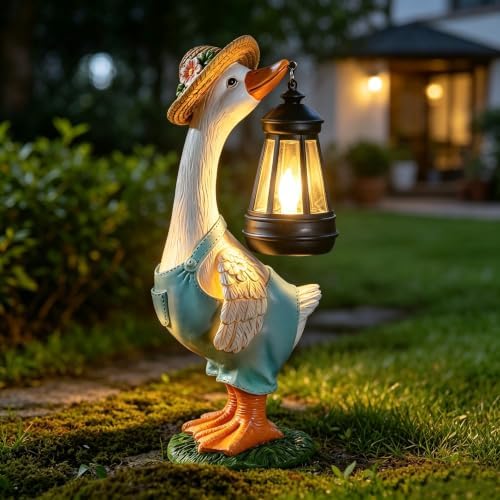Solar Garden Statues Goose, Farmhouse Goose Outdoor Lawn and Garden Statue by QZJDDZSW