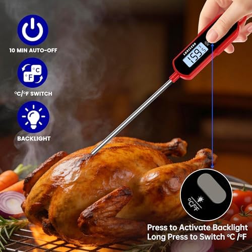 LONICERA Digital Candy Thermometer with Pot Clip, 11-Inch Probe, Red - Image 4