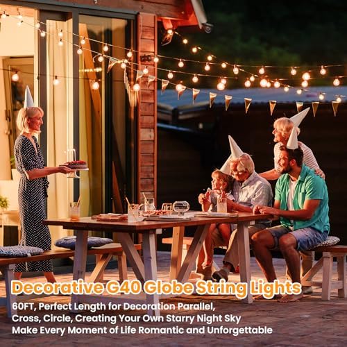 Bosceos 60FT Outdoor G40 LED Globe String Lights Dimmable - Image 5