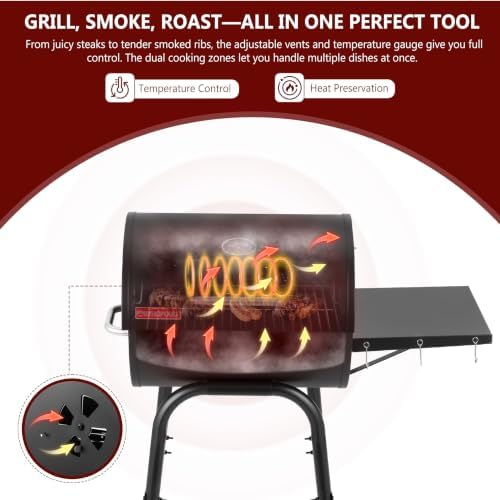 Barrel Charcoal Grill, 388 Sq. In. Outdoor BBQ Grill - Image 3