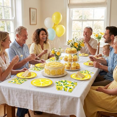 40PCS Lemon Party Decorations, Yellow Lemons Themed Paper Plates and Napkins, for Amalfi Coast Capri Lemon Party Decorations Summer Lemon Themed Baby Shower Party Supplies. - Image 6