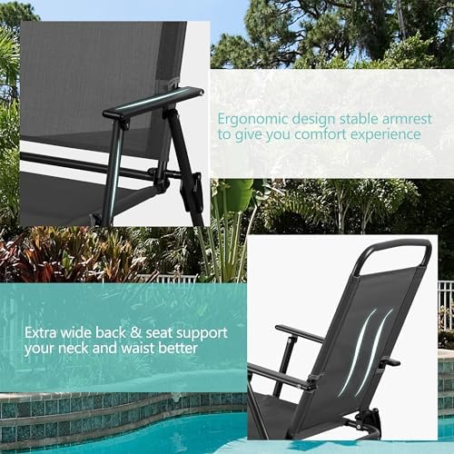 Vongrasig 6 Piece Folding Patio Dining Set,Small Metal Outdoor Garden Patio Table and Chair Set w/Umbrella for Lawn,Deck,Backyard,Black - Image 4