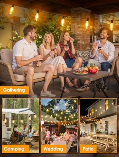 Larkvue 25FT Outdoor String Lights, Patio Lights with 10+1 LED Dimmable Waterproof Shatterproof Linkable ST38 Bulbs for Fence Porch Gazebo, Brown - Image 6