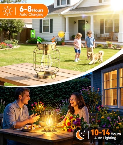 KOOPER Solar Lanterns Outdoor Waterproof, Metal Hanging Solar Lights 4 Pack - Image 2