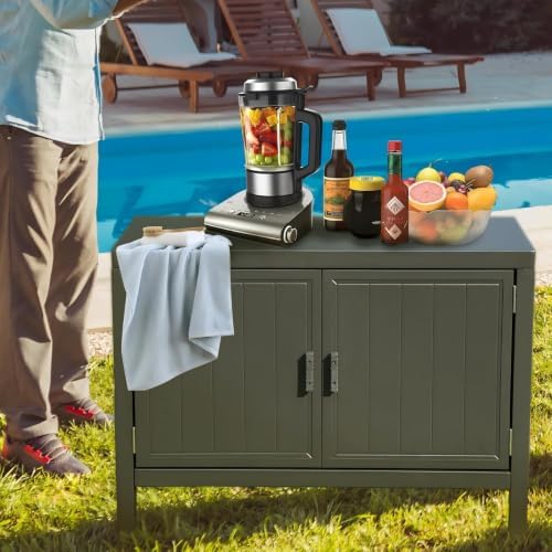 Domi Outdoor Kitchen Island, Aluminum Storage Cabinet with Protective Cover - Image 5