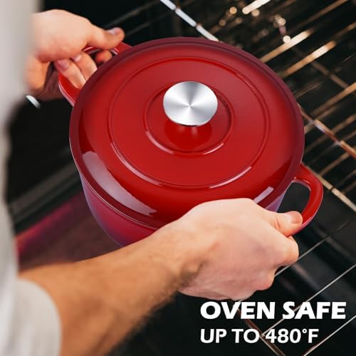 Leonyo 6-Quart Enameled Cast Iron Dutch Oven Pot with Lid, - Image 5