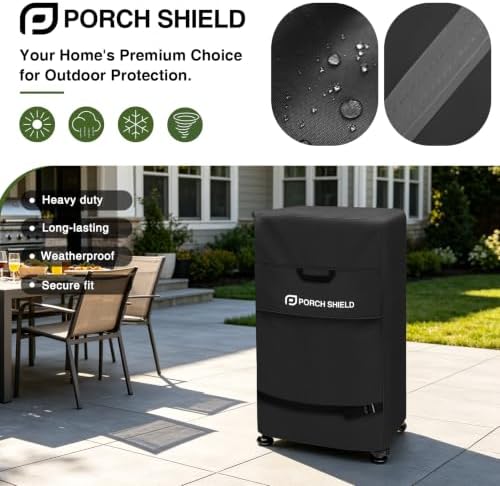 Porch Shield 40 inch Outdoor Smoker Cover 26W x 23D x 43H inch, Black - Image 6
