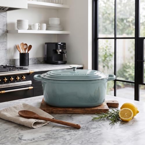 EDGING CASTING Enameled Cast Iron Oval Dutch Oven, 6QT, Seasalt - Image 3