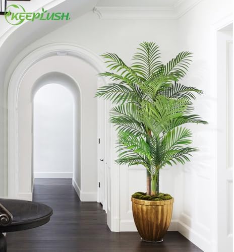 6ft Tall Triple Golden Cane Palm Artificial Tree 72inch Large Tropical Palm Tree UV Resistant Fake Plant in Pot for Indoor Outdoor Big House Living Room Outside Patio Office Home Decor 2Pack - Image 6