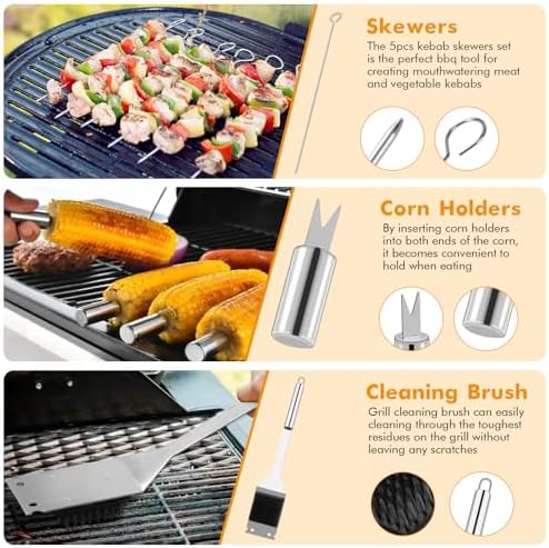 Grill Utensils Set,15 Pcs Stainless Steel BBQ Accessories Set - Image 5