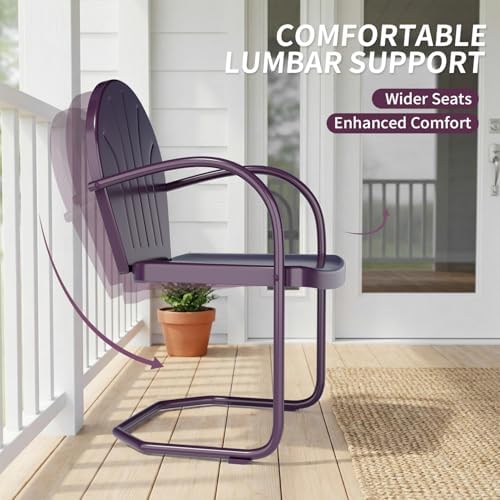 Outdoor 3-Piece Metal Bistro Set,Patio Conversation Set of 2,Purple - Image 5