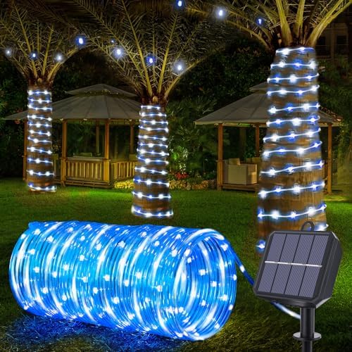 Solar Rope Lights, 33ft 100LED Solar String Lights, 8 Modes, Waterproof by Jnaurb