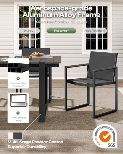 Full Grounded Outdoor Dining Set, Aluminum Patio Table and Chairs - Image 3