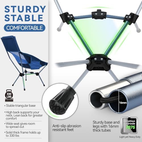 MARCHWAY Lightweight High Back Folding Camping Chair with Head Support - Image 4