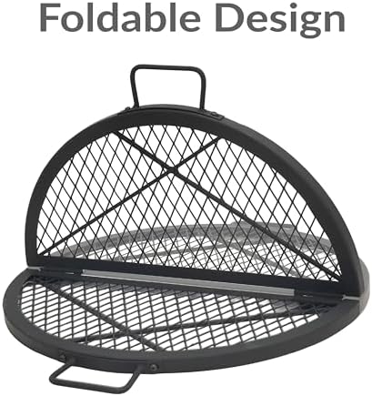 Sunnydaze Round Folding Camping Grill Grate for Fire Pit, Steel, 22" Dia - Image 3
