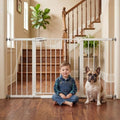 Mumeasy 29.7-57" Extra Wide Baby Gate, Auto Close Large Dog Gate for Doorways, No Drilling Pressure Mounted Pet Safety Gate for Stairs, Easy Walk Through Child Gate for Hallways, House, Indoor, White by Mumeasy-FocusonBabyPetSafetyGate