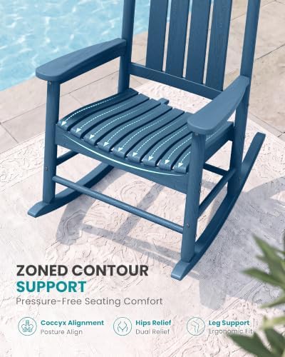 SERWALL Comfortable Outdoor Rocking Chairs Set of 2, Blue - Image 4