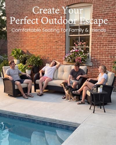 LayinSun 10 Pieces Outdoor Patio Furniture Set with Fire Pit Table - Image 2