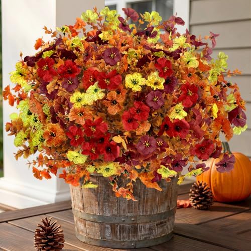 Artificial Flowers Outdoor, UV Resistant Faux Plants, Fall Decor,20 Bundles by Unknown