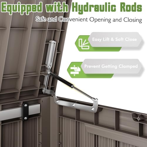 Outdoor Storage Waterproof Deck Box for Patio (160 Gallon, Grey) - Image 5