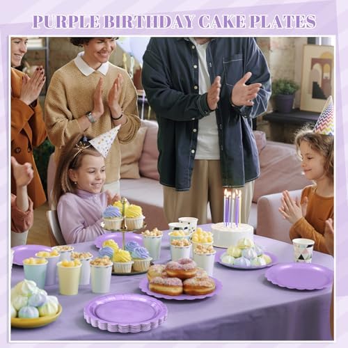 NatNarr 30 Pcs Lavender Plates 9 Inch Disposable Scalloped Plates Light Purple Birthday Plate Cute Dessert Party Plate for Wedding, Bridal Shower, Girls Birthday (Pack of 3) - Image 4