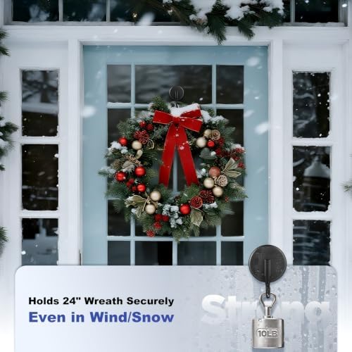 OUTXE Wreath Hanger for Front Door, Upgraded Suction Cup Reef Hook - Image 2