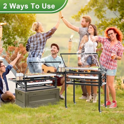 Rotating Flip Charcoal Grill for Outdoor Camping BBQ Cooking - Image 2