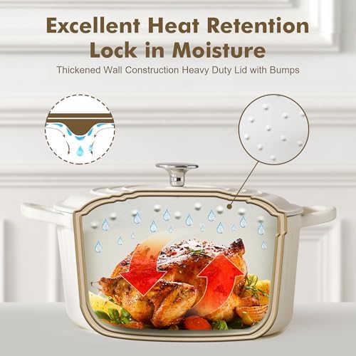 SENSARTE 3.5QT Enameled Cast Iron Dutch Oven Pot with Lid&Cotton Potholders - Image 4