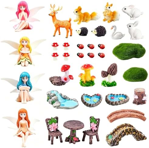 28Pcs Mini Fairy Garden Accessories Outdoor Figurines Decor Supplies Kit by Unknown