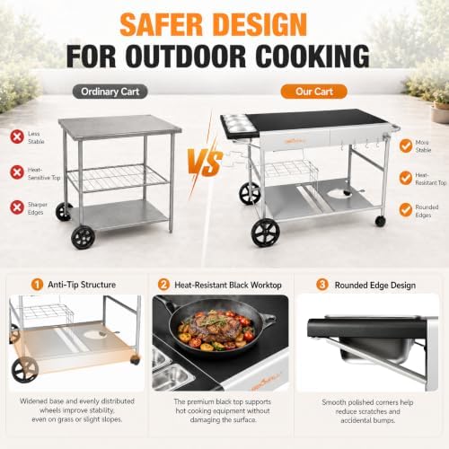 Pizza Oven Table Grill Cart for Ninja Woodfire, Blackstone Griddle, Ooni - Image 6