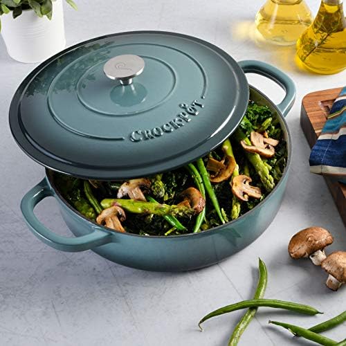 Crock-Pot Crock Pot Artisan Enameled Cast Iron Braiser W/Lid, 5 Quart, Slate Gray (Pack of 2) - Image 7