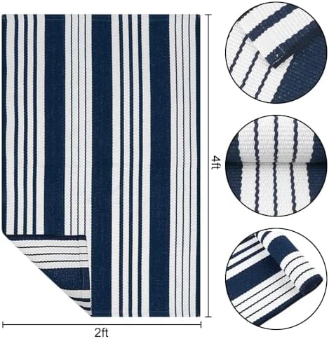 OJIA Outdoor Mats for Front Door 24"x51" Fall Porch Rug Striped Outdoor Rug - Image 3