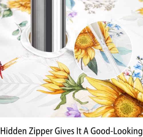 Elastic Zipper Patio Table Cover with Umbrella Hole Waterproof Polyester Outdoor Tablecloth, Windproof Fitted Round Table Cover for Picnic, Garden & Backyard - Image 5