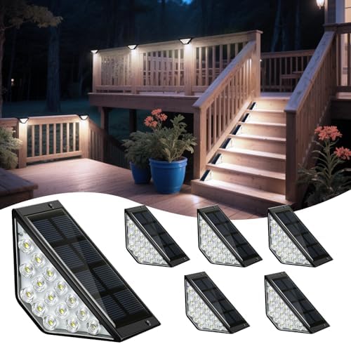 BKBB PPBB Solar Step Lights for Outside, Solar Stair Lights Outdoor Waterproof, Deck Step Lights for Fence, Patio, Yard, Porch, Front Door, Sidewalk, Garden, Patio Decor (6, Cool White) by Unknown