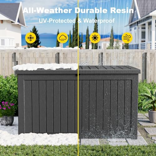 DRATO 280 Gallon Deck Boxes Outdoor Waterproof, Lockable Outdoor Storage Box for Patio Furniture Pool Supplies Garden Tools, Weatherproof Resin Storage Box for Backyard (Black, 280 Gallon) - Image 6