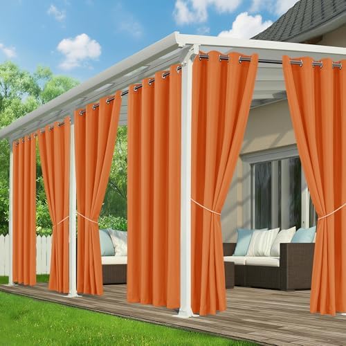 Outdoor Curtains for Patio Waterproof, 6 Drape Panels, Sun Shades by RichSets