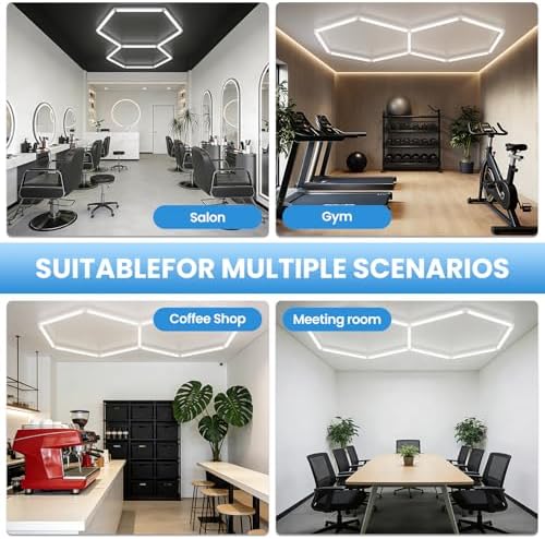 Hexagon Garage Light 72W 6500K Super Bright Honeycomb Led Lights,Hexagon Light for Garage Basement Salon Manager Gym(2 Packs) - Image 7