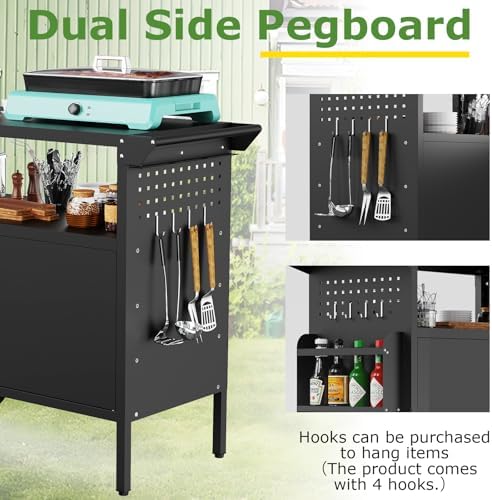 Eltean Grill Table,Outdoor Grill Cart with Storage - Image 5