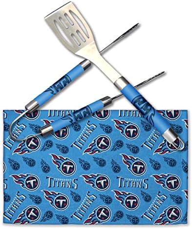 NORTHWEST NFL 3 Piece Team Color and Logo BBQ Grill Set: Spatula, Tongs, and Towel by Northwest