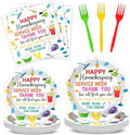 96Pcs Colorful Happy Housekeeping Week Paper Plates and Napkins We Appreciate You Disposable Tableware Thanks for All You Do Party Plate for 24 Guests Housekeepers Appreciation Party Supplies by Oitnlaughter