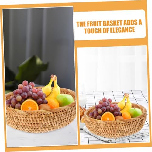 Rattan Woven Bread Basket, Vintage Khaki Picnic Organizer for Snacks - Image 4
