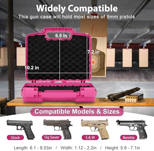 Kinghardcase 9mm Gun Case Lockable, TSA Approved Firearm Travel Case with TSA Lock, Pistol Case Hard Shell, Gun Safe for Handgun, Pistol, Revolver - Shockproof Gun Storage - Image 2